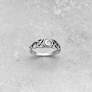 Sterling Silver Celtic Moon Ring, Celtic Ring
